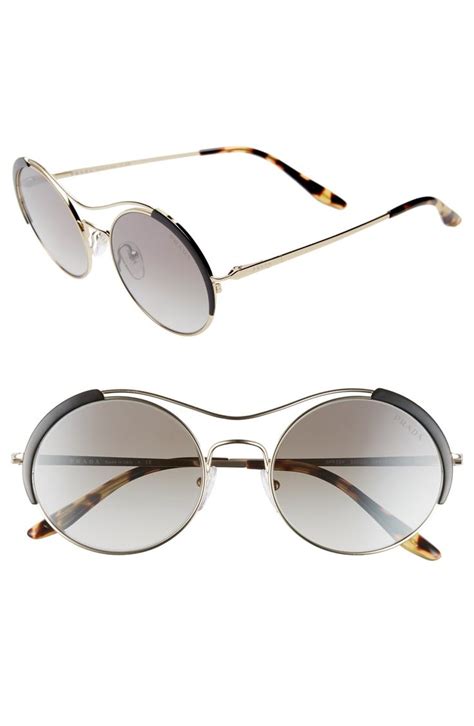 round white prada sunglasses|Prada 53mm round sunglasses.